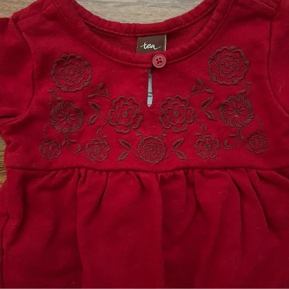 Tea Collection Red Rose Floral Romper, Size 3-6 Months - Picture 3 of 7